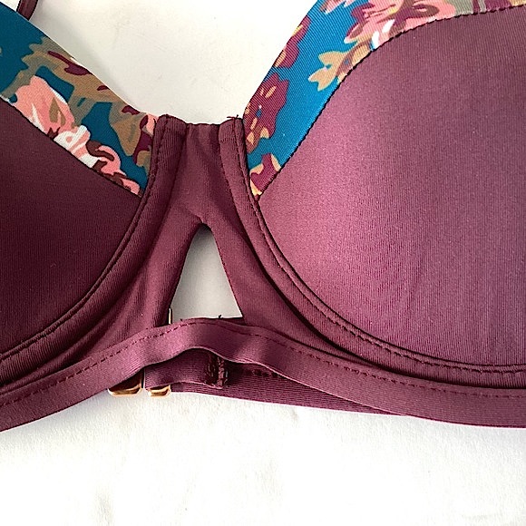 Tavik Maroon & Blue Floral Bikini Top Adjustable Straps New with Tags Size Small - Picture 13 of 16